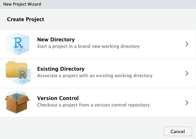 Choosing a new or existing directory.