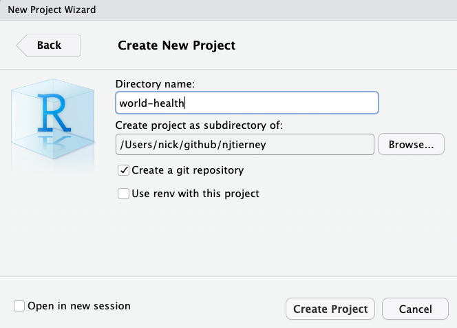 Naming the project.